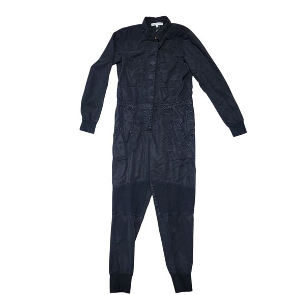 Young Fabulous & Broke XS Black Long-Sleeve Tencel Jumpsuit Button-Front Closure - Picture 12 of 12
